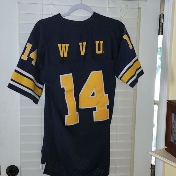 WEST VIRGINIA MOUNTAINEERS #14 YOUTH Football Sewn Jersey XL 20 Colosseum - Picture 9 of 12